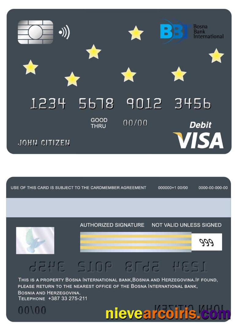 Bosnia and Herzegovina Bosna International bank visa card